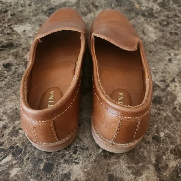 Patina Brown Leather Loafers Size 9