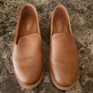 Patina Brown Leather Loafers Size 9