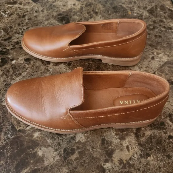 Patina Brown Leather Loafers Size 9