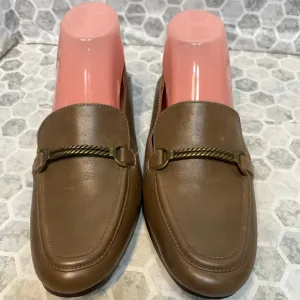 Patricia Nash Fia Leather Flat Loafers in Taupe with Buckle - Size 8