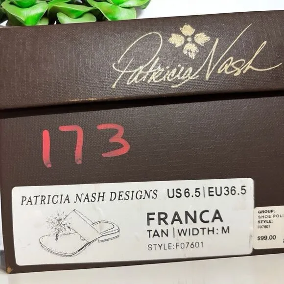 Patricia Nash Franca Tassel Leather Tooled Sandals  Tan Size 6.5 NIB