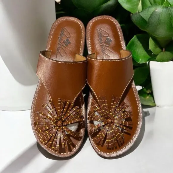 Patricia Nash Franca Tassel Leather Tooled Sandals  Tan Size 6.5 NIB