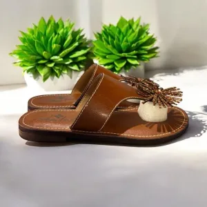 Patricia Nash Franca Tassel Leather Tooled Sandals  Tan Size 6.5 NIB