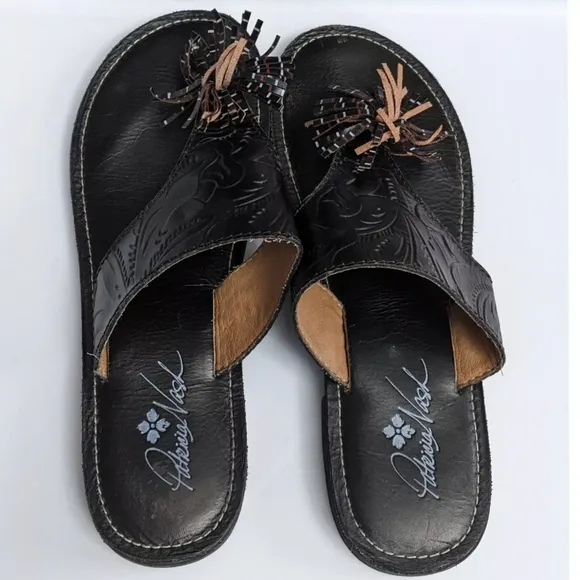 Patricia Nash Franca Tassel Leather Tooled Sandals