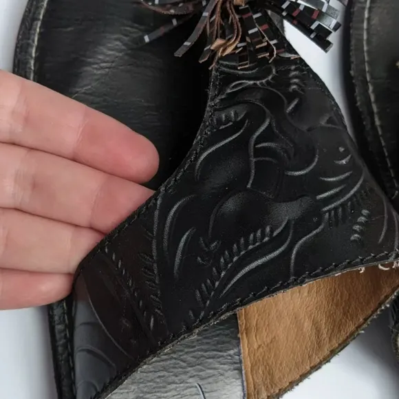 Patricia Nash Franca Tassel Leather Tooled Sandals