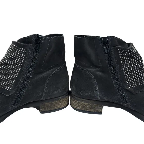 Paul Green Boots 5.5 Gray Leather Studded Flap Ankle Height Zip Up Booties
