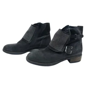 Paul Green Boots 5.5 Gray Leather Studded Flap Ankle Height Zip Up Booties