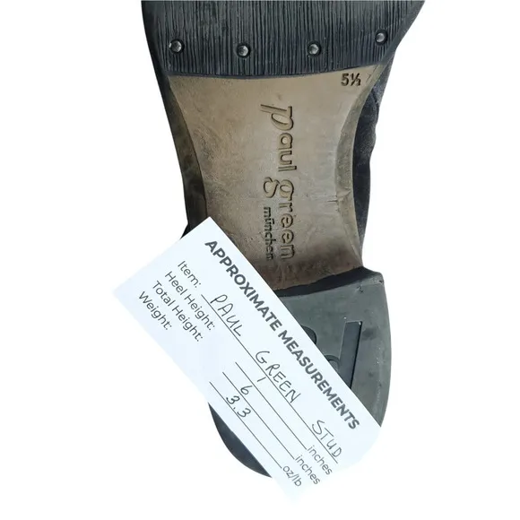 Paul Green Boots 5.5 Gray Leather Studded Flap Ankle Height Zip Up Booties