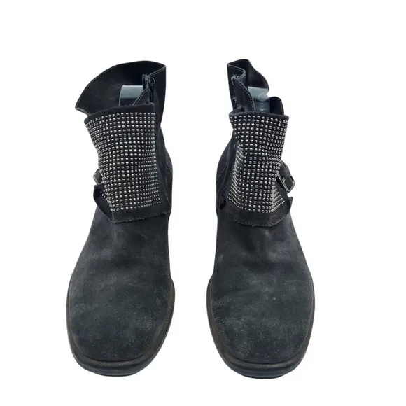 Paul Green Boots 5.5 Gray Leather Studded Flap Ankle Height Zip Up Booties