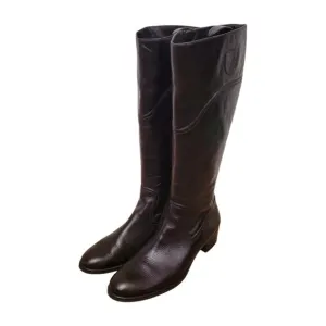 PAUL GREEN Dark Brown Zip Up Tall Knee High Leather Boots UK 7 1/2 US 10