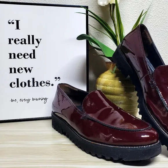 Paul Green Jojo Maroon Patent Leather Lug Loafers | Paul Green Size 7.5 US 10