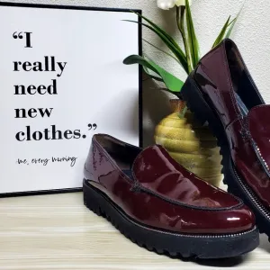 Paul Green Jojo Maroon Patent Leather Lug Loafers | Paul Green Size 7.5 US 10