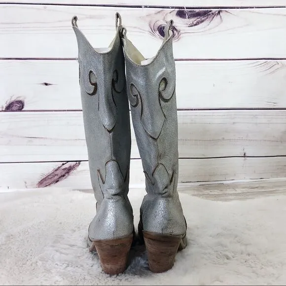 ✨PENNY LOVES KENNY✨ Silver Rodeo Drive Cowgirl Boots Size 10 M