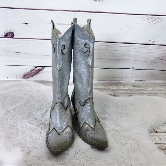 ✨PENNY LOVES KENNY✨ Silver Rodeo Drive Cowgirl Boots Size 10 M