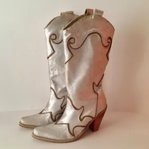 ✨PENNY LOVES KENNY✨ Silver Rodeo Drive Cowgirl Boots Size 10 M