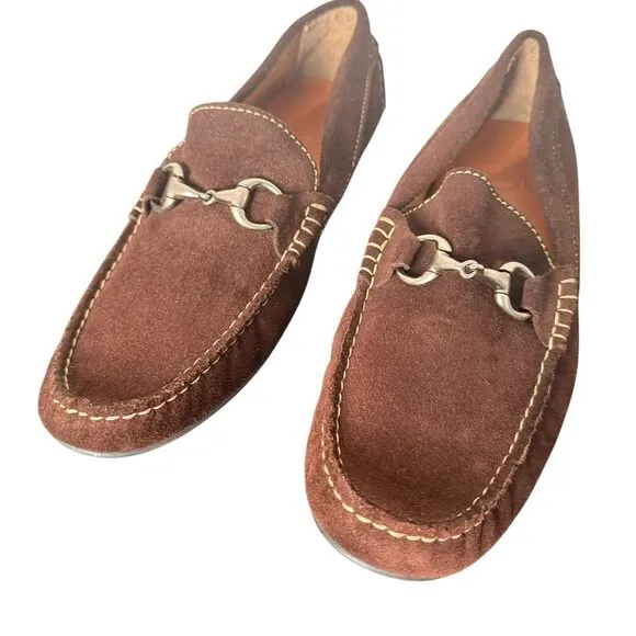 Peter‎ Millar Brown Suede Leather Loafers Men's 9 Horsebit Buckle Slip On Shoes