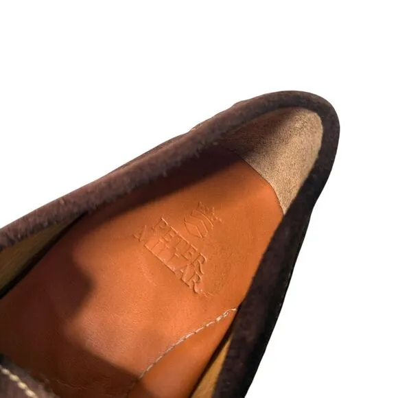 Peter‎ Millar Brown Suede Leather Loafers Men's 9 Horsebit Buckle Slip On Shoes