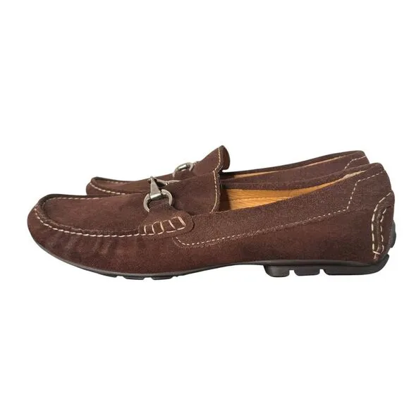 Peter‎ Millar Brown Suede Leather Loafers Men's 9 Horsebit Buckle Slip On Shoes