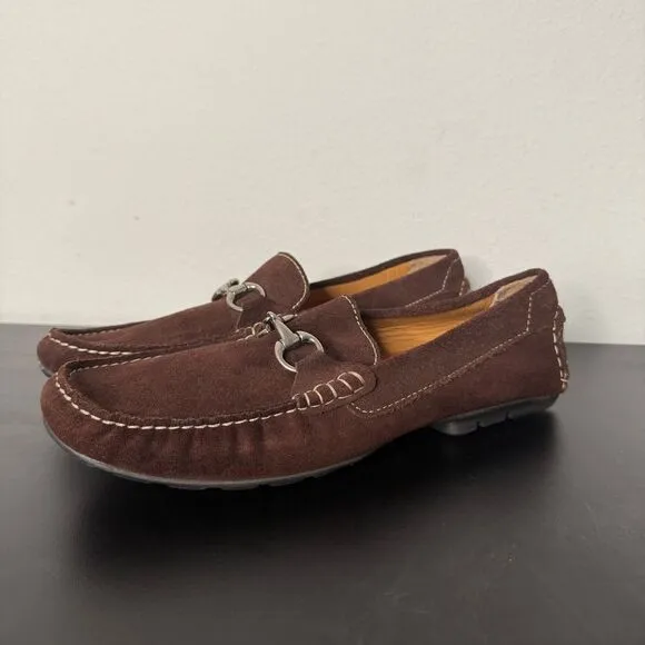 Peter‎ Millar Brown Suede Leather Loafers Men's 9 Horsebit Buckle Slip On Shoes