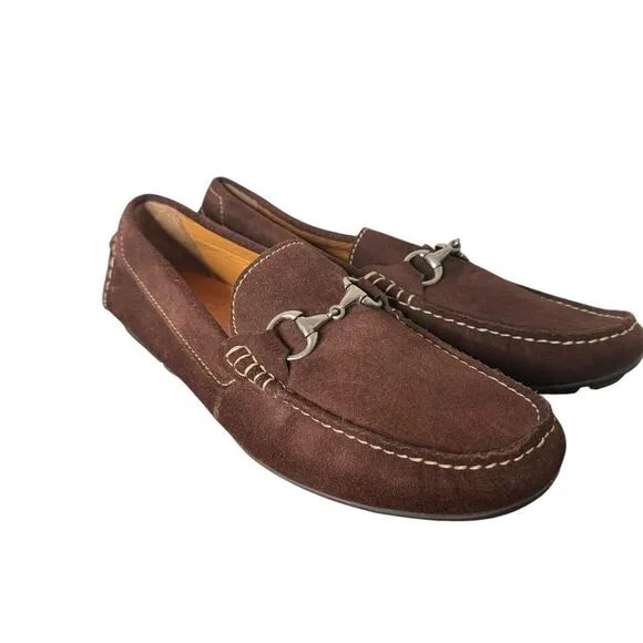 Peter‎ Millar Brown Suede Leather Loafers Men's 9 Horsebit Buckle Slip On Shoes