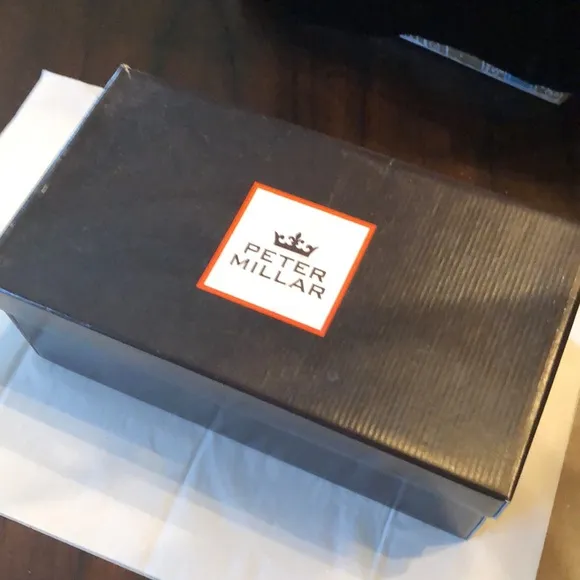 Peter Millar Croc emboss leather equestrian toggle bit detail comfy loafers box