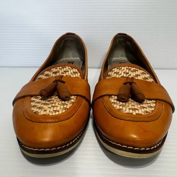 Pikolinos Brown Leather Tassel Loafers Size 38