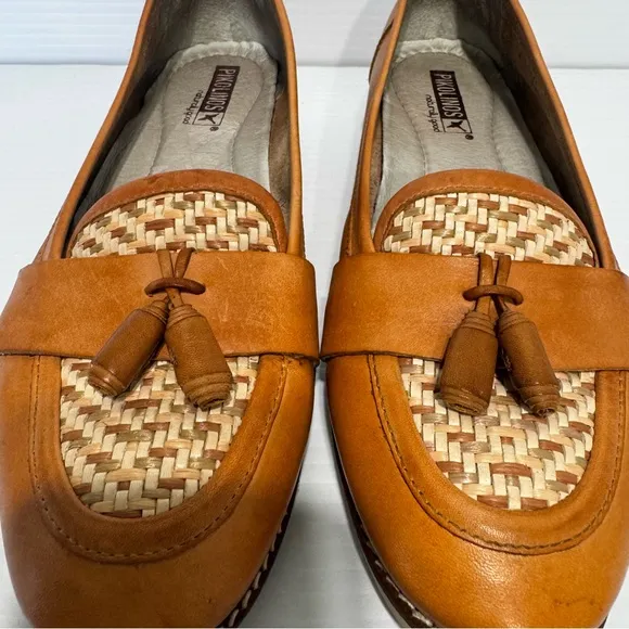 Pikolinos Brown Leather Tassel Loafers Size 38
