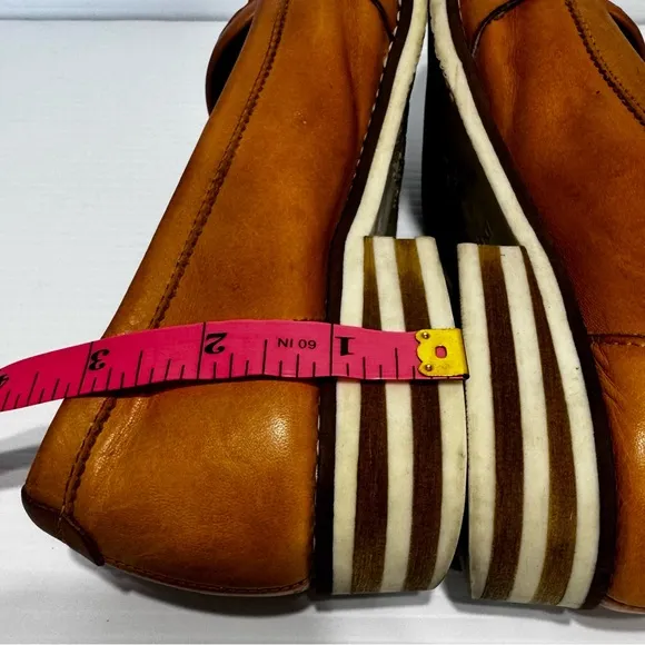 Pikolinos Brown Leather Tassel Loafers Size 38