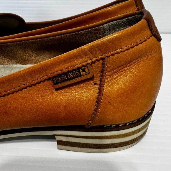 Pikolinos Brown Leather Tassel Loafers Size 38