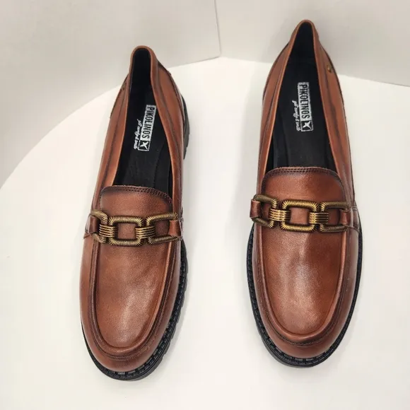 Pikolinos loafers women's 11 brown leather Aviles horsebit chunky lug new $190