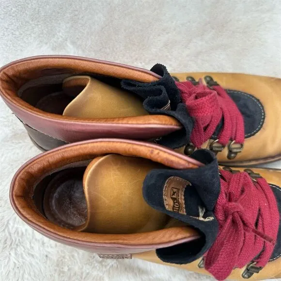 Pikolinos Women's Brown Leather Chukka Ankle Boots Lace Up Boho Style Sz 9.5-10