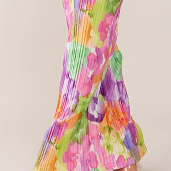 Pink Backless Floral Maxi Dress