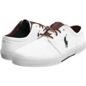 Polo by Ralph Lauren White and Brown Sneakers with Canvas Body