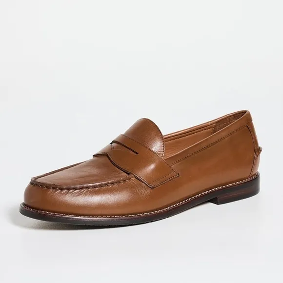 Polo Ralph Lauren Alston Leather Penny Loafers in Tan, NWT, Size 14