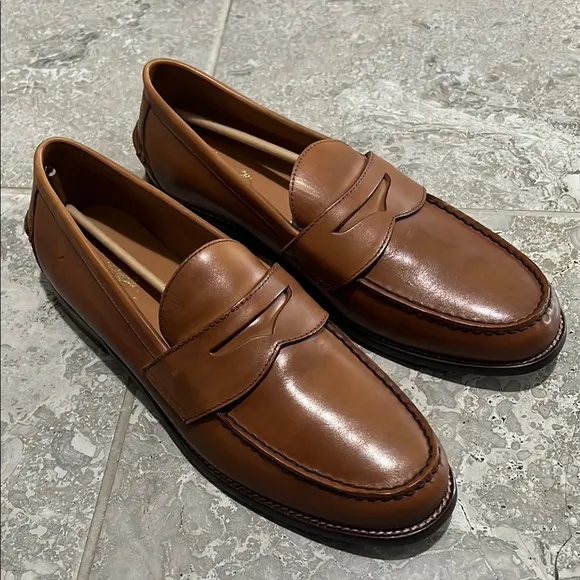 Polo Ralph Lauren Alston Leather Penny Loafers in Tan, NWT, Size 14