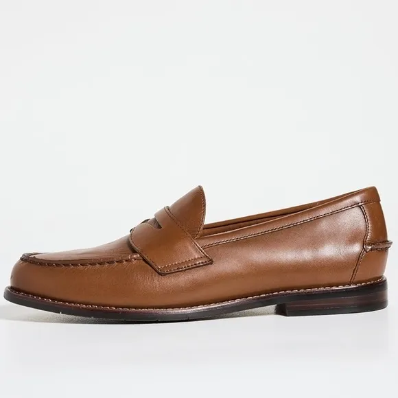 Polo Ralph Lauren Alston Leather Penny Loafers in Tan, NWT, Size 14