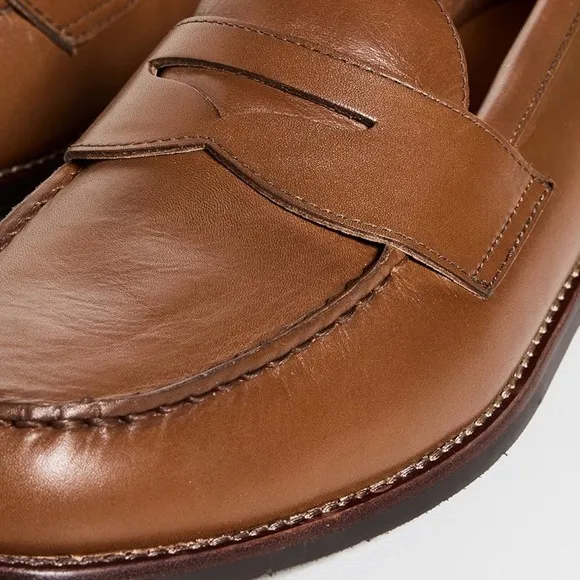 Polo Ralph Lauren Alston Leather Penny Loafers in Tan, NWT, Size 14