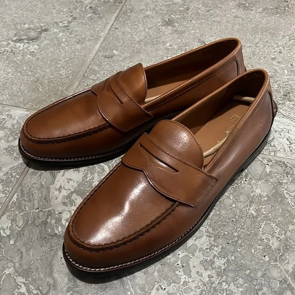 Polo Ralph Lauren Alston Leather Penny Loafers in Tan, NWT, Size 14