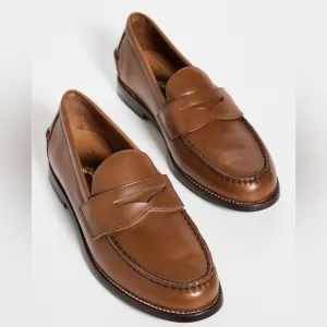 Polo Ralph Lauren Alston Leather Penny Loafers in Tan, NWT, Size 14