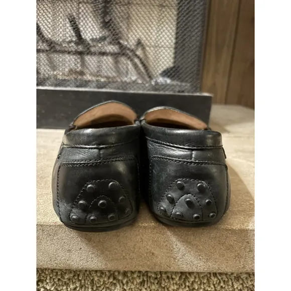 Polo Ralph Lauren Black Moc Toe Driving Loafers 12D Woodley Leather Men’s Nice!
