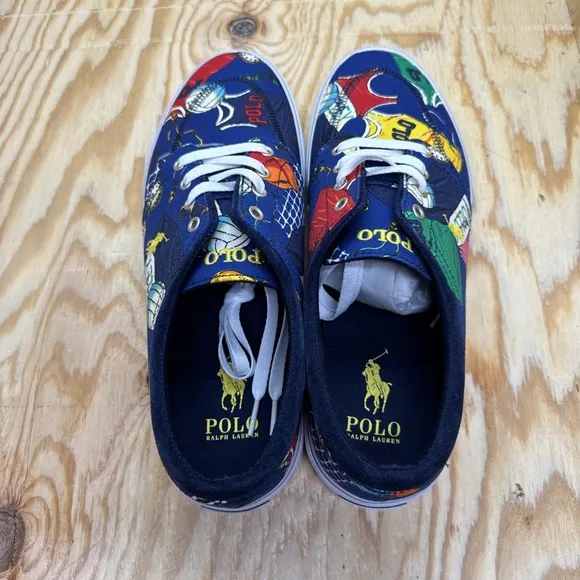 Polo Ralph Lauren Faxon X Sneakers Men's Size 11 Canvas Graphic Print Shoes Rare
