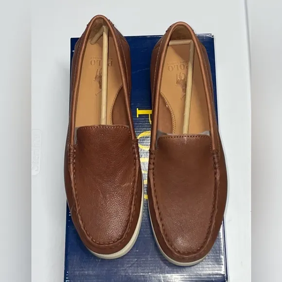 Polo Ralph Lauren Men Merton Leather Venetian Loafers Sz 8 1/2 Brown Shoe New