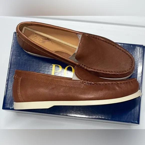Polo Ralph Lauren Men Merton Leather Venetian Loafers Sz 8 1/2 Brown Shoe New