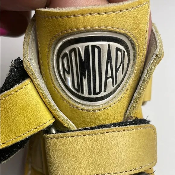 Pom D'Api Yellow and Black Boots with Velcro Straps