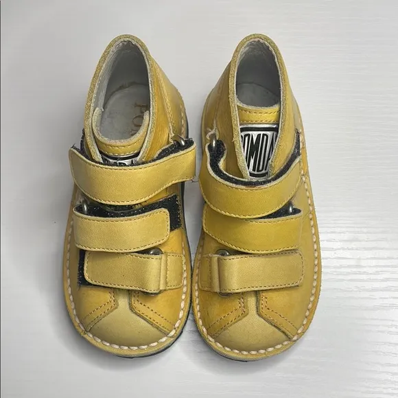 Pom D'Api Yellow and Black Boots with Velcro Straps