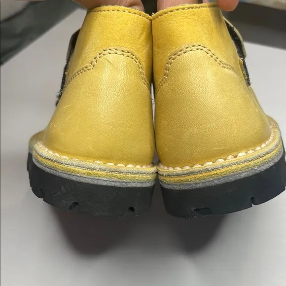 Pom D'Api Yellow and Black Boots with Velcro Straps