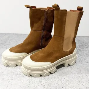Post Xchange Brown Suede Lug Zip Boots Size EU 37 US 6.5