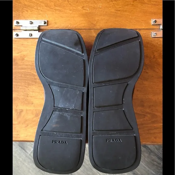PRADA chocolate brown slip-on leather loafers