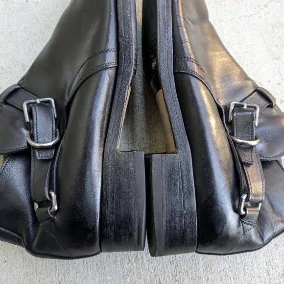 Prada Jodhpur Boots Black Leather 9.5 Buckle Italy Y2K