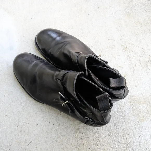 Prada Jodhpur Boots Black Leather 9.5 Buckle Italy Y2K